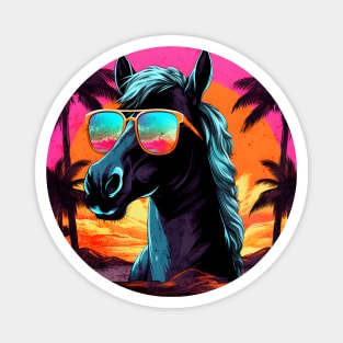 Retro Wave Canadian Horse Magnet